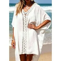 Mutig Strandkleid Damen Plus-Size-Strandkleid, Badeanzug-Überwurf, Häkel-Design-Kleid (Sommer Strandponcho, Leichter Bikini Überwurf für Strand & Urlaub, Beste Übereinstimmung für Bikini, Shorts, Badeanzug usw) Sie wirkt auch bei kurvigeren Frauen se