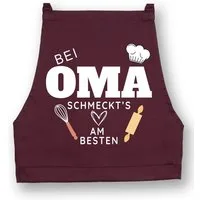 Youth Designz Grillschürze Damen Schürze "Bei Oma schmeckt es am Besten" Print Kochschürze, mit lustigem Spruch & Logo Aufdruck
