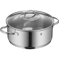 WMF Bratentopf Provence Plus, Cromargan® Edelstahl Rostfrei 18/10 (2-tlg), hochwertiger Glasdeckel, TransTherm-Allherdboden, Schüttrand