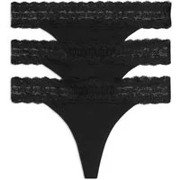 Tommy Hilfiger Underwear Tanga (3-St) Körpernahe Passform mit elastischem Spitzenbund