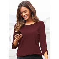 Vivance 3/4-Arm-Shirt mit Manschetten und goldfarbenen Knöpfen aus luftigem Viskose-Stretch
