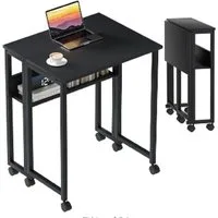 GarveeMore Schreibtisch Klappbarer mit Spanplattenplatte und Metallgestell,platzsparend, tragbarer Computertisch,kleiner tisch für Schlafzimmer,Wohnzimmer