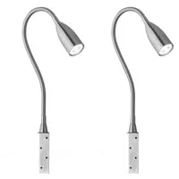 FISCHER & HONSEL LED Leselampe dimmbar für Bett Kopfteil, Breite 4cm, Dimmfunktion, LED fest integriert, Warmweiß, 2er SET Bett-Leuchten für Kopfteil Couch, Schwanenhals-Lampen dimmbar