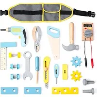 Esun Kinder-Werkzeug-Set Werkzeugkoffer Kinder Werkzeug, Montessori Spielzeug ab 3 4 5 6 Jahre, (Set, Komplettset), Geschenk Junge Mädchen Holzspielzeug Kinder 25 St.