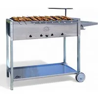 Grillpeter Holzkohlegrill Mangal Batyr Deluxe 80 Edelstahl Schaschlikgrill +10 Spieße