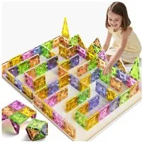 Luckice Magnetische Bausteine – Kreativ-, Lern- und Steckspiel für Kinder Magnetspielbausteine, (Set, 78 St., Magnetbausteine für Kinder ab 3 Jahren, 60 Teile mit Eisenkiste), 78 Magnetteile mit Eisenkiste, kindersicher, abgerundete Kanten