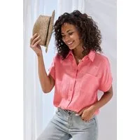 Beachtime by Lascana Kurzarmbluse aus weicher Musselinware Sommerliche Musselinbluse, Hemdbluse, leichte Sommerbluse, Oversize