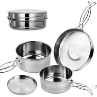 FELIXLEO Besteck-Set Camping Geschirr Set Edelstahl 4tlg Faltbar Topf 1-2 Personen (1-tlg)
