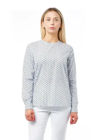 Bedruckte Baumwollbluse mit langen Ärmeln
