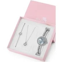 Jungengel Schmuckset Polo Air Pearl Sky Geschenkset Damen Uhr Schmuckset Halskette Armband (Set, 3-tlg., Geschenkbox inklusive, Damenuhr mit Perlenarmband), Edles Damen Geschenkset mit Uhr Halskette Armband und Geschenkbox