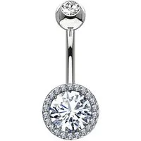 Taffstyle Bauchnabelpiercing Banane Piercing Stecker Chirurgenstahl Doppel Multi Kristalle (Piercing Banane mit Multi-Kristall aus Chirurgenstahl in 3 Farben), Bauchnabelpiercing Bauchpiercing Banane Stecker Anhänger Glitzer