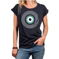 MAKAYA Print-Shirt Damen Kurzarm Baumwolle Retro Vintage 70er 80erJahre Look Kurzarmshirt