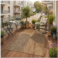 SIMPEX24 Outdoorteppich Geometrisch, Läufer, Höhe: 3 mm, Teppich Wetterfest Waschbar Balkon, Garten, Terrasse und Küchenteppich