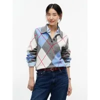 Tommy Hilfiger Polokragenpullover ARGYLE PREP NEW POLO LS Materialmix, Argyle Strickmuster