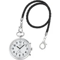 MASTER TIME Taschenuhr Sprechende Taschenuhr, (Set, 2-tlg., mit Lederband), sprechende Funkuhr, Quarzuhr, Status Funkempfang, 4 Alarmzeiten