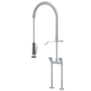 KWC Zweigriffmischer GASTRO Geschirrbrause, AD153, chromeline,100964 100964
