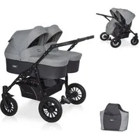 babies-on-wheels Zwillings-Kombikinderwagen Riko 2 in 1 inkl. Sportsitze und umfangreichen Zubehör in 4 Farben