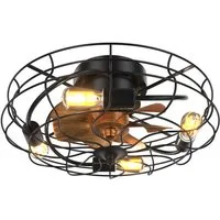 Sofucor Deckenventilator mit Fernbedienung - 51 cm Industrie-Design in Schwarz (Innen/Außen), 7 ABS-Flügel, 6 Geschwindigkeiten, Timer-Funktion