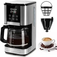 Aigostar Filterkaffeemaschine 1000W, 1,5L Wassertank/14-Tassen, Programmierbar 24H, Tropf-Stopp, AutoClean, 1.2l Kaffeekanne, Korbfilter, 1,5L Wassertank, 1000W, LCD-Display, Intensitätseinstellung