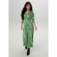Aniston SELECTED Midikleid mit Smok-Details und fantasievollem Leo-Print