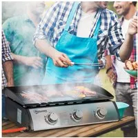 Outsunny Gasgrill tragbarer Tischgrill Tischgasgrill aus Edelstahl Schwarz+Silber, Gas-Grill, BBQ Gartengrill, für Balkon, Camping-Grill, 63 x 48 x 21 cm