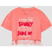 s.Oliver Kurzarmshirt T-Shirt Printshirt im Oversize-Fit mit Fransen