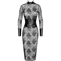 Noir Handmade Midikleid halblanges Kleid in schwarz - L
