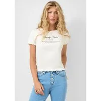 QS Kurzarmshirt T-Shirt Rippshirt