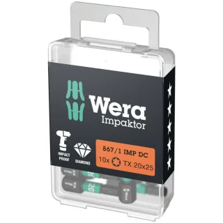 Wera 867/1 IMP DC TORX DIY Impaktor Bits, TX 20 x 25 mm, 10-teilig - 05057624001