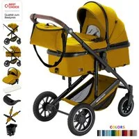 Daliya® Kombi-Kinderwagen FLEXI-PRO M 3in1 Kinderwagen & Buggy, Reisekinderwagen, XXL Set, (XXL-Set mit i-Size Babyschale, 13-tlg), Einhändig abnehmbare Wanne, i-Size Babyschale, Alu-Rahmen, Gummireifen