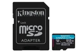 Kingston Canvas Go! Plus | sdcg4/512gb | Flash-Speicherkarte (microSDXC-an-SD-Adapter inbegriffen)