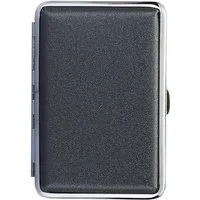 CHAMP Tabakbeutel ZIGARETTENETUI "SHINY" mit Glitzer für 12 Zigaretten 78 (Anthrazit), aus Metall Leder Optik Zigarettenbox Zigarettendose Box Dose Etui Case