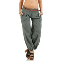 malito more than fashion Haremshose malito Damen Chino Hose in Uni Farben, Freizeithose mit Gürtel, Sommerhose mit Gürtel