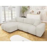 MIRJAN24 Ecksofa Fetrinu Maxi Boucle, mit Schlaffunktion und Bettkasten, 274x145x82 cm, zwei Dekokissen