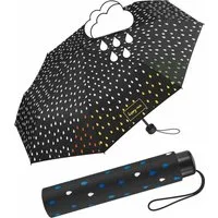 HAPPY RAIN Stockregenschirm winziger Damen-Regenschirm mit Handöffner, die weißen Tropfen färben sich bei Nässe bunt