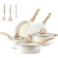 SEHAUSEU Pfannen-Set Topf-Set Kasserolle Bratpfanne Antihaft,weiß,11-tlg., (11-tlg)