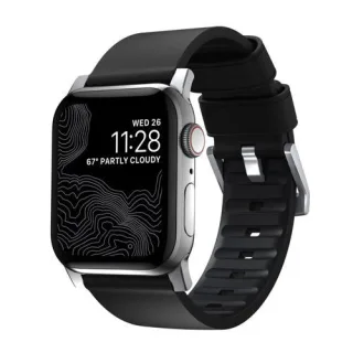 Nomad Active Leather Band Pro Black Connectr Silver 42/44/45mm