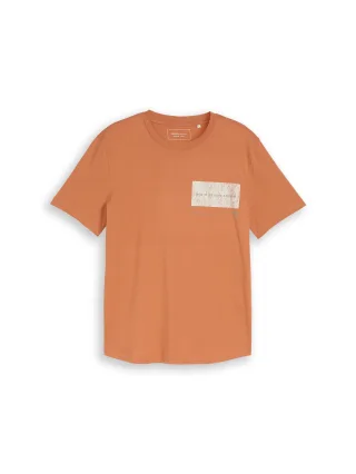 Denim Tom Tailor - T-Shirt mit Print faded copper orange - Gr. - XL