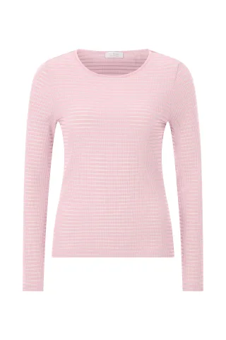Rich & Royal - Organic Rib Longsleeve Striped strawberry cream - Gr. - L