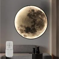 RRBEST LED Deckenleuchte Led Deckenleuchte Mond, Mond Wandleuchte Dimmbar, 3D-Druck Deckenlampe mit Fernbedienung Nachtlichtmodus
