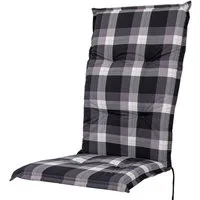 Sun Garden Hochlehnerauflage Hochlehner Naxos 10623-800 schwarz-braun-beige kariert 120x49x6 cm, (1 St), mit Bindebändern
