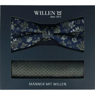 Willen - Schleife und Einstecktuch,Schleife blau,Schleife Hochzeit,Schleife Anzug,Schleife Hemd oliv - Gr. - OS