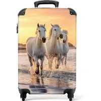 NoBoringSuitcases.com© Hartschalen-Trolley Pferd - Meer - Sonnenuntergang - Tiere - Kind 55x35x20cm, 4 Rollen, Kinder Koffer Klein, Trolley Handgepäck, Reisekoffer