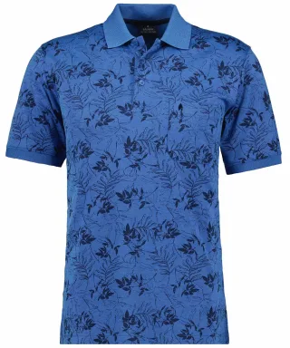 RAGMAN - Softknit-Polo Alloverprint aqua - Gr. - XXL