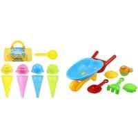 Woodyland Lernspielzeug Beach Toys - 16 teiliges Sand- und Strand- Spielzeugset., Sandspielset mit Förmchen und Zubehör