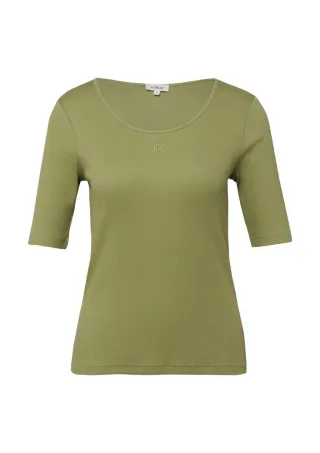 s.Oliver Red Label - Unifarbenes T-Shirt mit Halbarm und Rundhalsausschnitt grün - Gr. - 36
