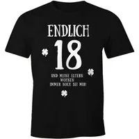 MoonWorks Print-Shirt Herren T-Shirt Endlich 18 und meine Eltern wohnen immernoch bei mir mit Print