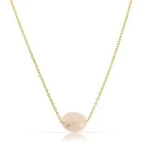 Made by Nami Kette mit Anhänger Damen Gold aus Edelstahl mit Ovalem Edelstein in Rosa/Weiß, 40 + 5 cm Länge Wasserfester Schmuck Geschenk für Sie