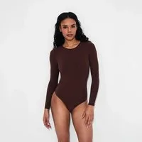 cfab (creamy fabrics) Body Crew Neck Longsleeve Bodysuit-Braun-S (1-tlg)