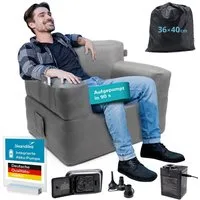 Skandika Luftsofa Easy Air Premium, Aufblasbares Sofa Outdoor, Tragetasche, (Bezug abnehmbar, Maschinenwäsche, Schonprogramm 30 °C, mit Tragetasche), 1 Person, mit Elektropumpe, USB-C Ladekabel, 200 kg belastbar